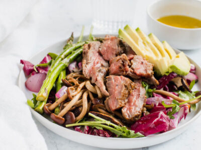 grilled steak salad with grilled vegetables and lime vinaigrette