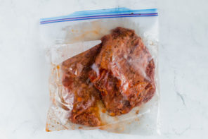 pour marinade in bag