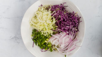 Combine vegetables in a large bowl