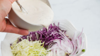 add the dressing to the coleslaw