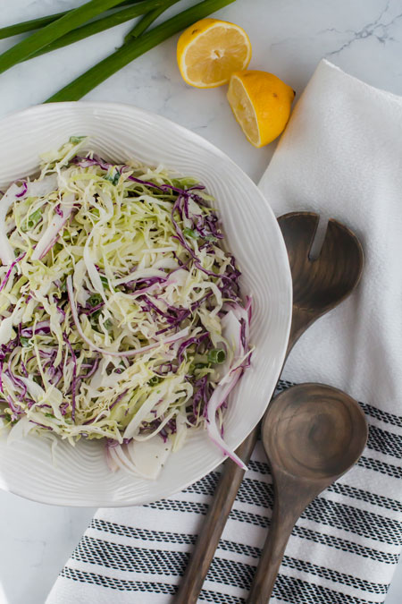keto coleslaw in a while bowl