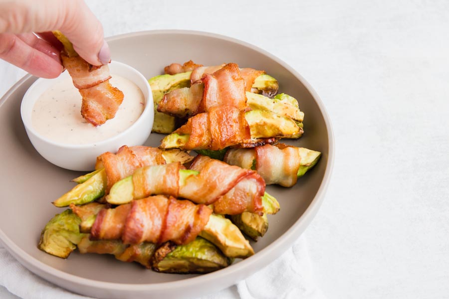 bacon avocado fries dipped in ranch dressing