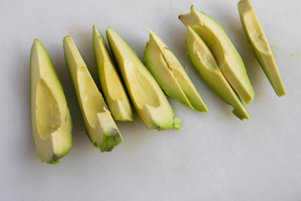 perfectly ripe avocado slices cut