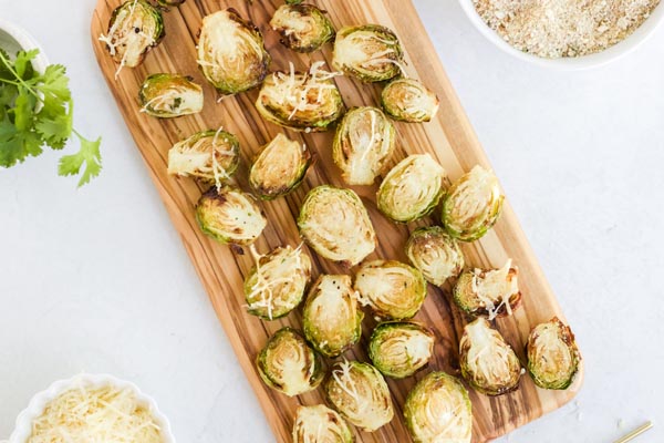 parmesan cheese melted on sliced brussels sprouts