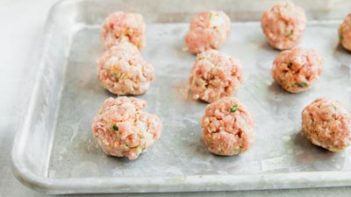 keto meatballs on a baking tray