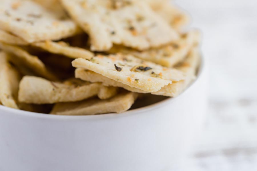 thin, crispy crackers in a bowl