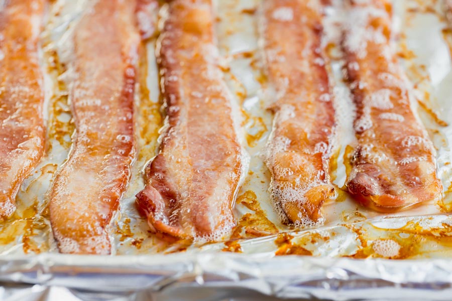 crisped bacon on aluminum foil