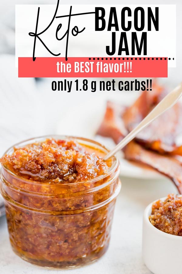 a jar of bacon jam with a spoon in it