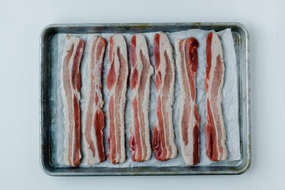 Bacon in a tray