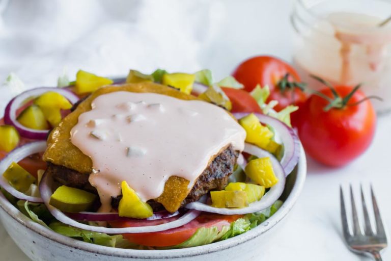 Keto Big Mac Salad with Creamy Thousand Island Dressing Recipe Ketofocus