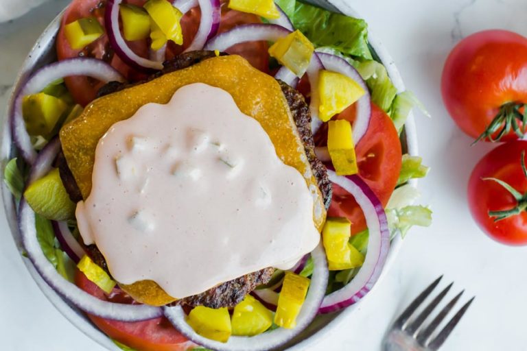 Keto Big Mac Salad with Creamy Thousand Island Dressing Recipe Ketofocus