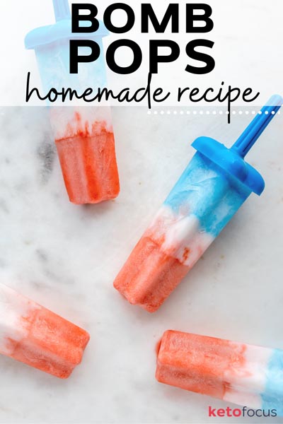 red, white and blue popsicles on a marble surface