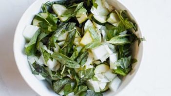 add zucchini side dish ingredients to a bowl