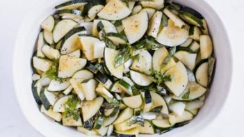 pour zucchini into a casserole dish