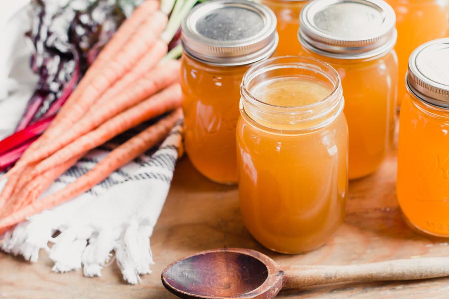chicken bone broth made with fresh vegetables