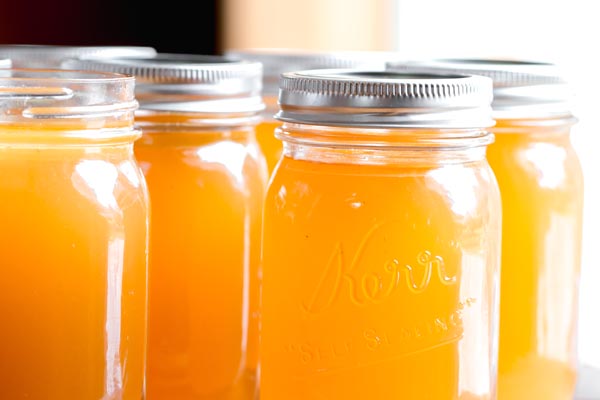 chicken bone broth in mason jars