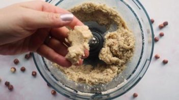 nut cake batter pulsed in a food processor