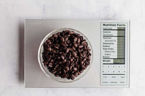 coffee beans on scale