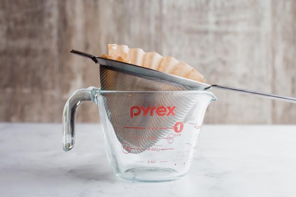 pyrex glass and coffee filter