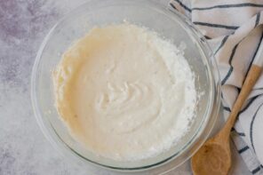Heavy cream, chicken broth, bouillon, and seasonings mixed with cream cheese to make keto cream of chicken soup.