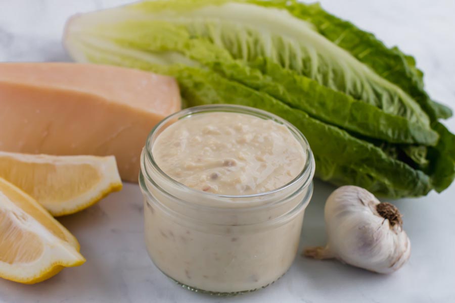 ingredients for creamy caesar salad