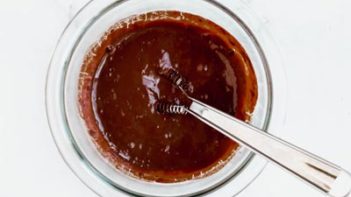 cocoa powder and water mixture in a small bowl