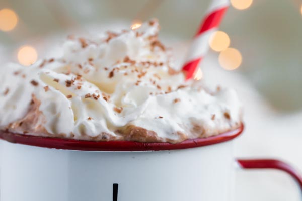 whipped cream on top of keto hot cocoa