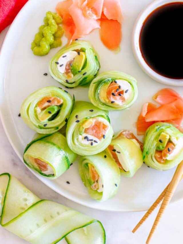 No Rice All Flavor CucumberWrapped Salmon Avocado Sushi! Ketofocus