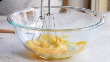 mixing eggs with an electric mixer