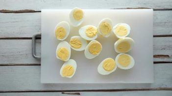 sliced hard boiled eggs