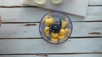 hard boiled egg yolks in a food processor