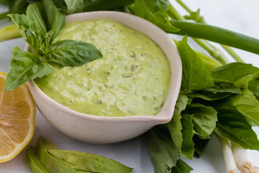 basil lemon avocado green goddess dressing