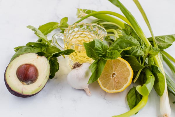 ingredients in an array for green goddess dressing