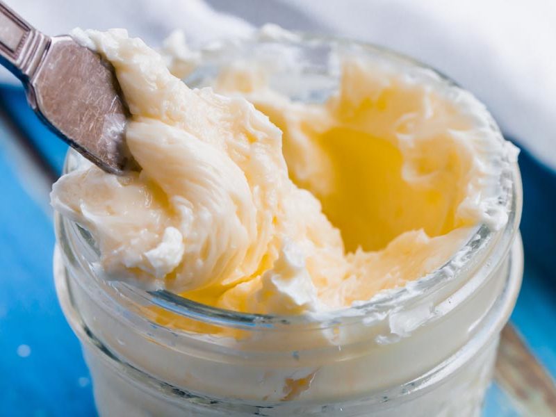 creamy grass fed butter on a butter knife