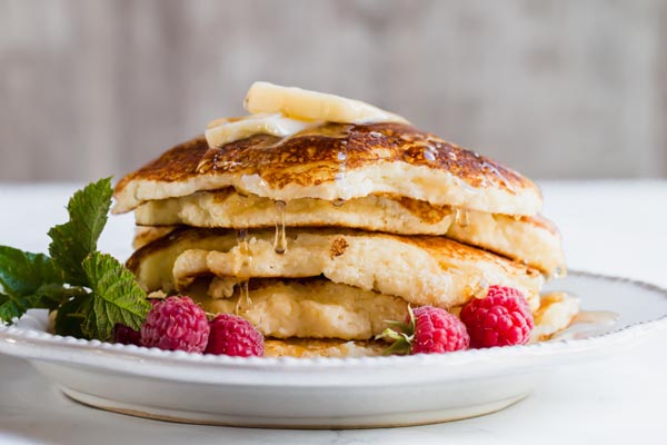stack of keto buttermilk pancakes