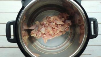 diced chicken cooking in an instant pot
