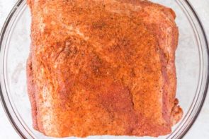 seasoned pork shoulder in a dish