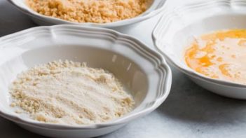 three dipping bowls for the keto breading
