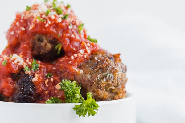 keto meatballs in a bowl that were cooked in an air fryer