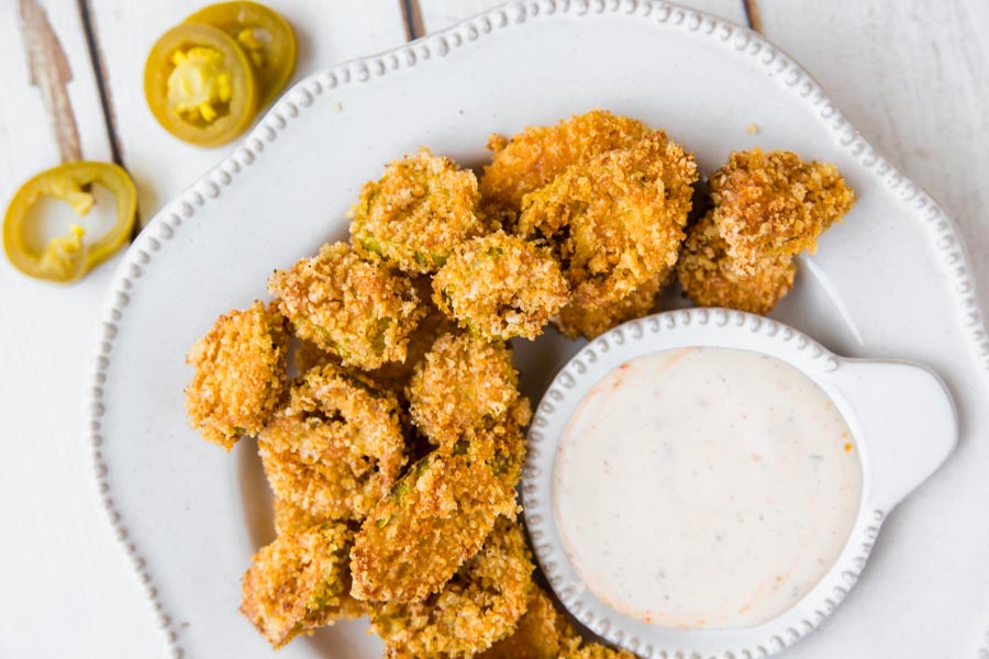 crispy keto fried jalapenos on a plate