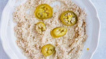 jalapeno slice coated with almond flour