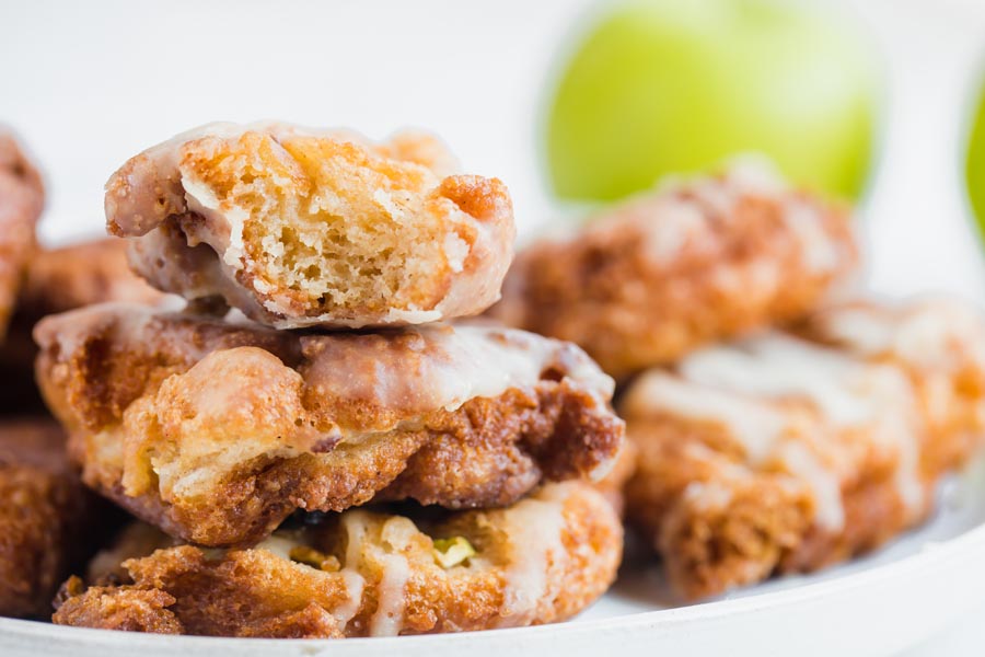 chewy keto apple fritters with a crunchy crust