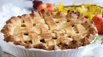 a whole pie with a lattice crust