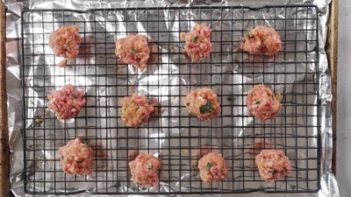 low carb asian meatballs on a baking tray