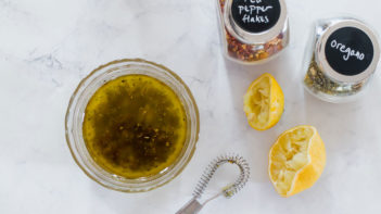 Dressing ingredients prepped for avocado salad