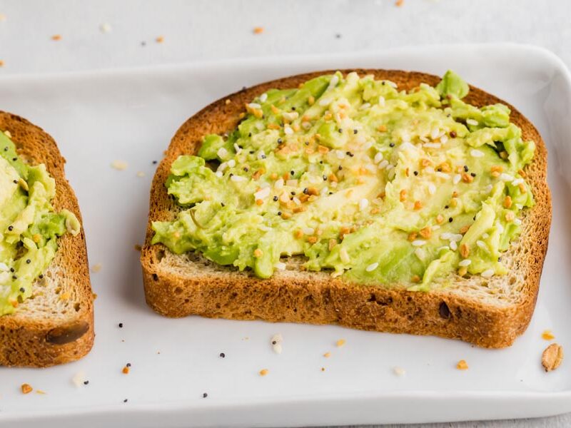 smashed avocado on a piece of toast