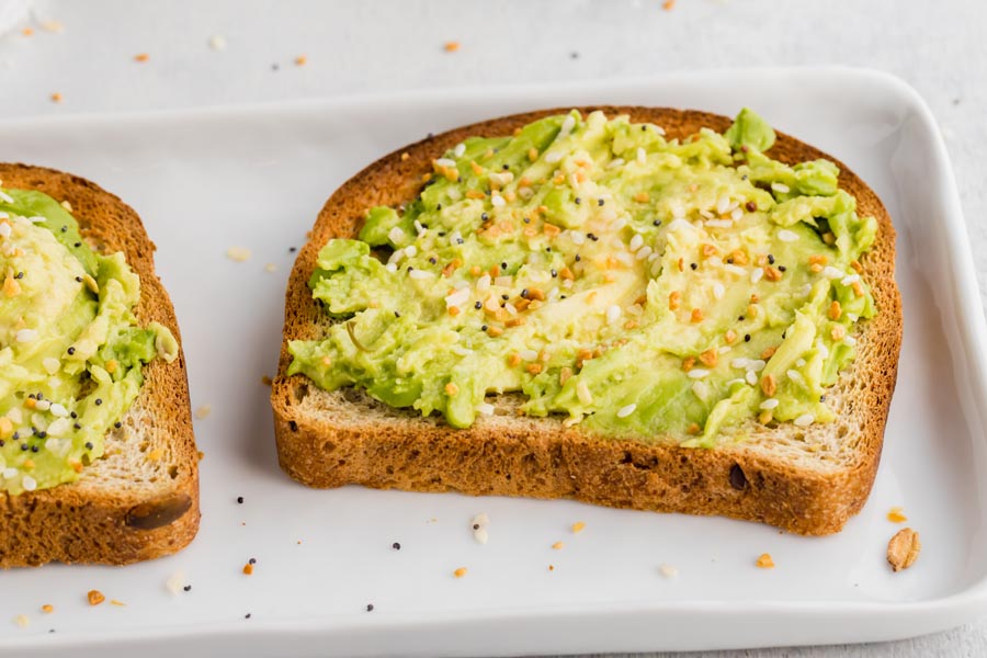 smashed avocado on a piece of toast