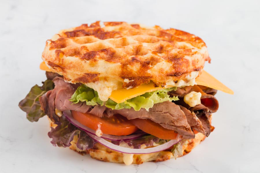 chaffle sandwich with bacon mayo