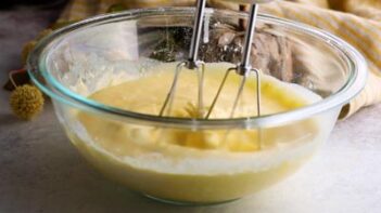 mixing batter with an electric mixer