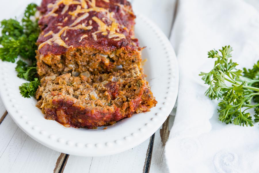 slices of keto bbq meatloaf for dinner